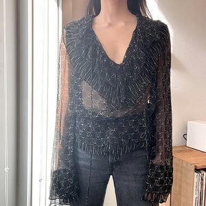 Robert Rodriguez silk print ruffle blouse